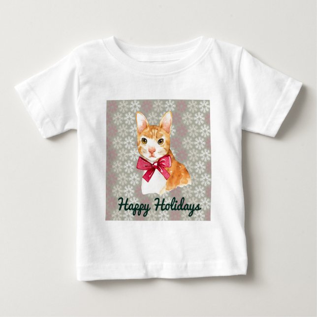 Camiseta Para Bebê Holiday Orange Tabby (Frente)