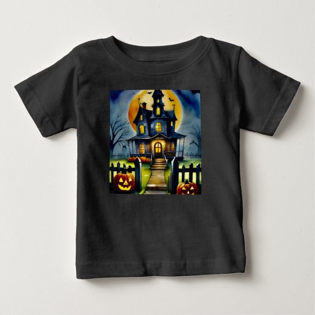 Camiseta Para Bebê Hollow e Lua Assombrados (Frente)