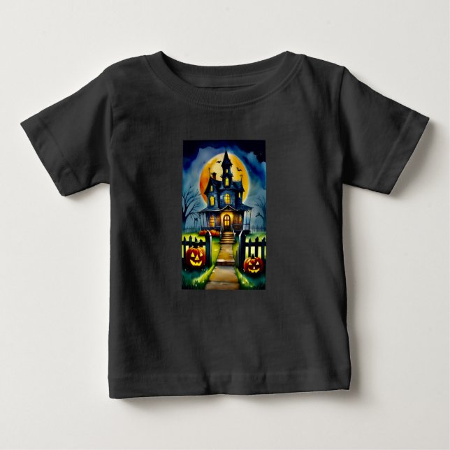 Camiseta Para Bebê Hollow e Lua Assombrados (Frente)