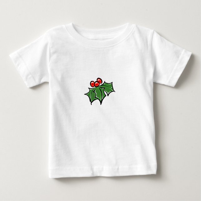 Camiseta Para Bebê Holly Leaves, Holly berry, botânica de férias dive (Frente)