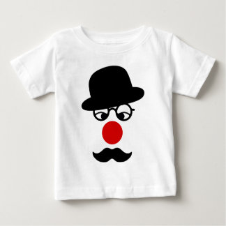 Camiseta Para Bebê Homem bigode com chapéu e palhaço