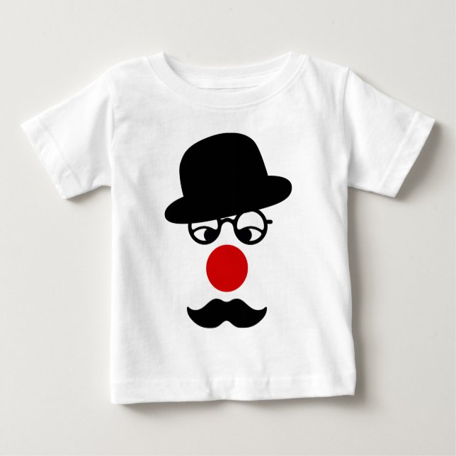 Camiseta Para Bebê Homem bigode com chapéu e palhaço (Frente)