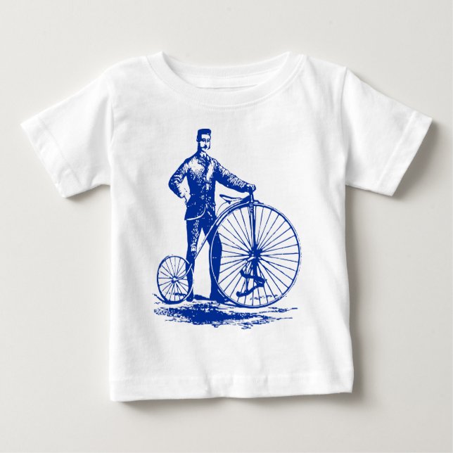 Camiseta Para Bebê Homem com Penny Farthing - Marinho (Frente)
