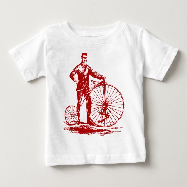 Camiseta Para Bebê Homem com Penny Farthing - Ruby Red (Frente)