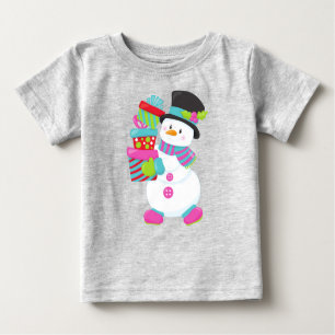 Camiseta Para Bebê Homem de Neve de Natal, Nariz de Cenoura, Presente