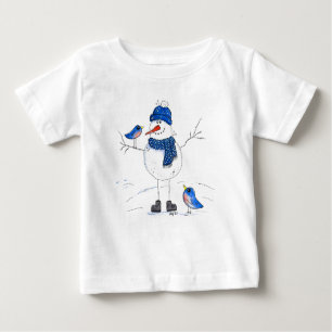 Camiseta Para Bebê Homem de neve de pernas longas