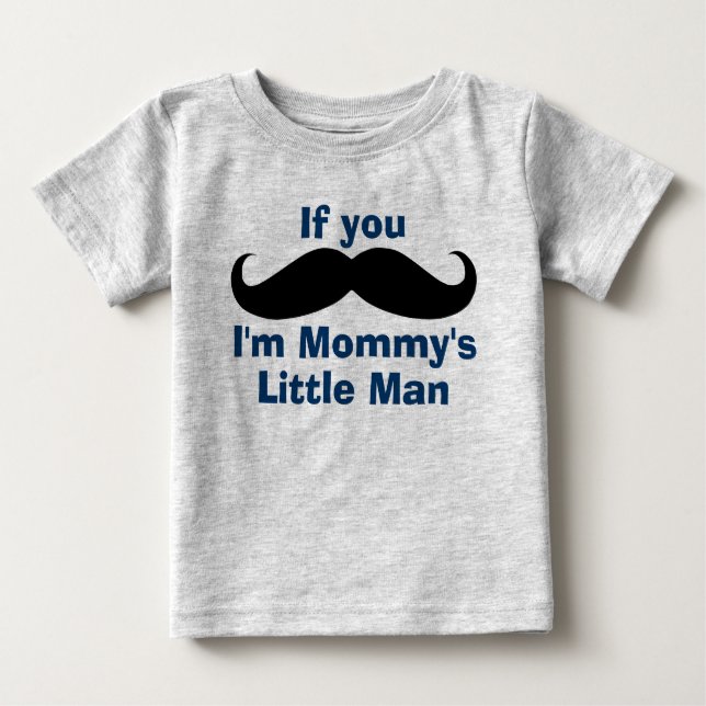 Camiseta Para Bebê Homem-Mamãe de bigode (Frente)
