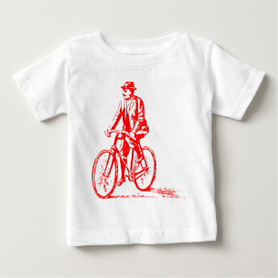 Camiseta Para Bebê Homem numa bicicleta - Vermelho