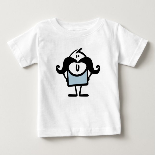 Camiseta Para Bebê Homem-palito engraçado com bigode (Frente)