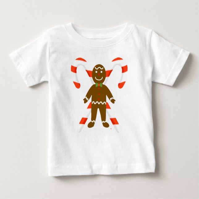 Camiseta Para Bebê Homem-Pão-Gingerido com Camisa-T de Candy Cane Tod (Frente)