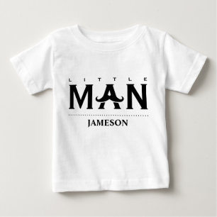 Camiseta Para Bebê Homem Pequeno Engraçado Bigode Nome Personalizado
