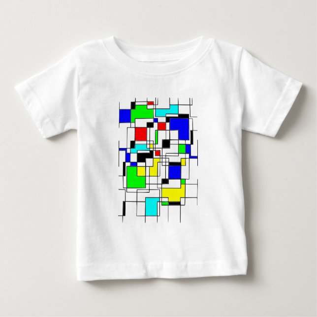 Camiseta Para Bebê Homenagem Aleatória A Mondrian (Frente)