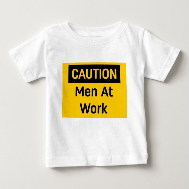 Camiseta Para Bebê Homens de cuidado no trabalho (Frente)