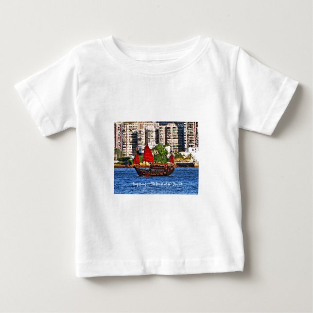 Camiseta Para Bebê Hong Kong Sampan O Pérola do Oriente (Frente)