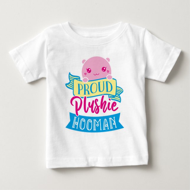 Camiseta Para Bebê Hooman de Plushie Orzonalizado Cute (Frente)