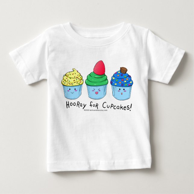 Camiseta Para Bebê hoorayforcupcakesboy (Frente)