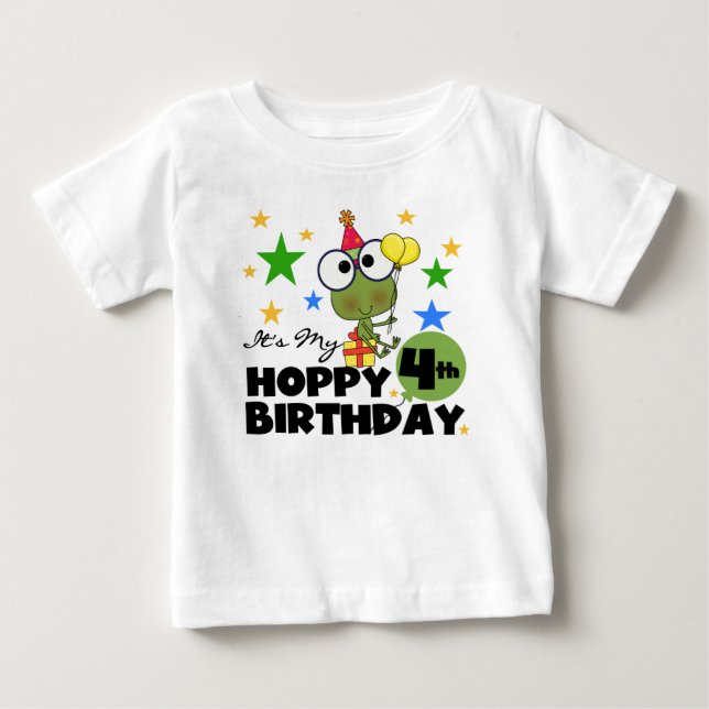 Camiseta Para Bebê Hoppy Sapo 4.º t-shirts e presentes (Frente)