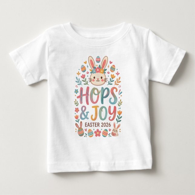 Camiseta Para Bebê Hops & Joy Easter Shirt for Kids (Frente)