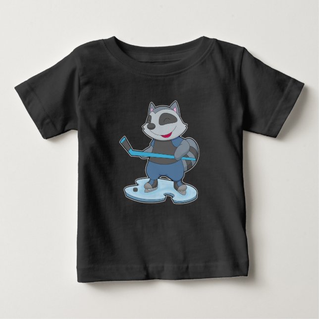 Camiseta Para Bebê Hóquei no gelo da Racoon (Frente)