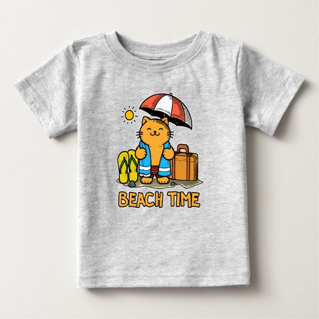 Camiseta Para Bebê Hora da praia 1 (Frente)