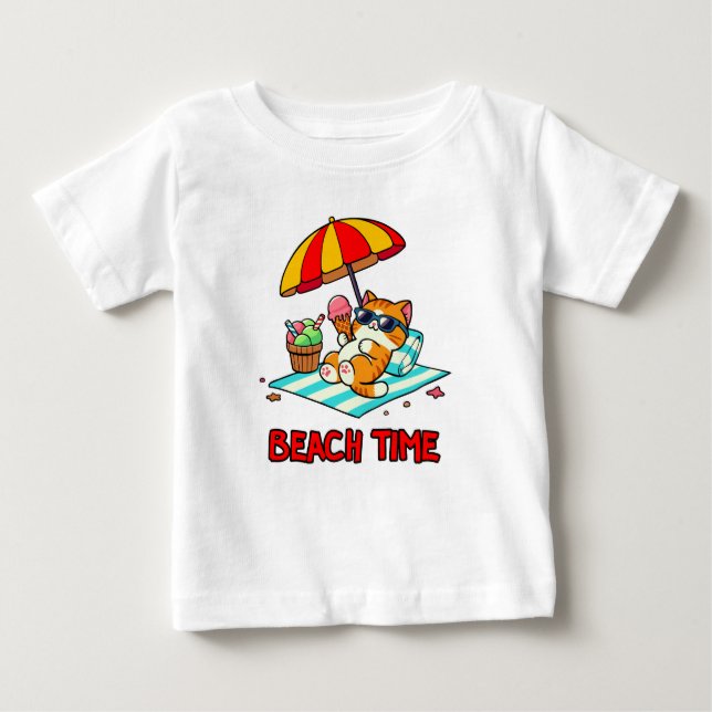 Camiseta Para Bebê Hora da praia 3 (Frente)