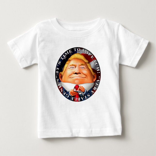 Camiseta Para Bebê Hora de acusar, "gênio muito estável " (Frente)