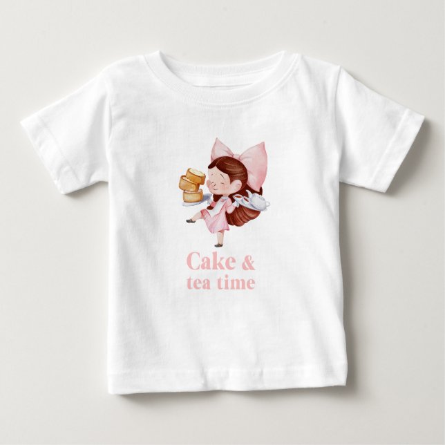 Camiseta Para Bebê Hora de Bolo e Chá (Frente)