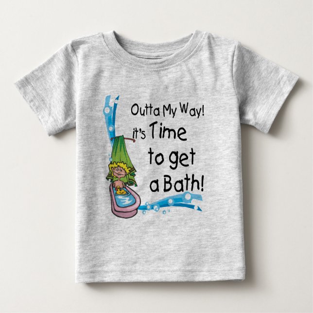 Camiseta Para Bebê Hora de Obter Banho (Frente)