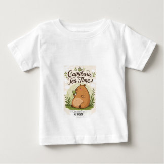 Camiseta Para Bebê Hora do Chá do Capivara | Capivara Fofa Bebendo Ch