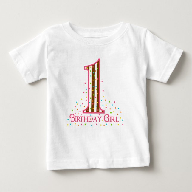 Camiseta Para Bebê Hora do Partido Sprinkles Primeiro Aniversário (Frente)