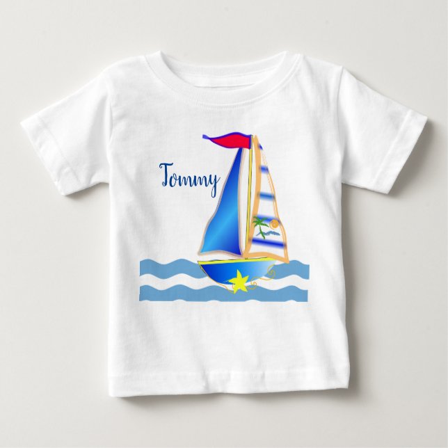 Camiseta Para Bebê Horário de Navegação Sunny (Frente)