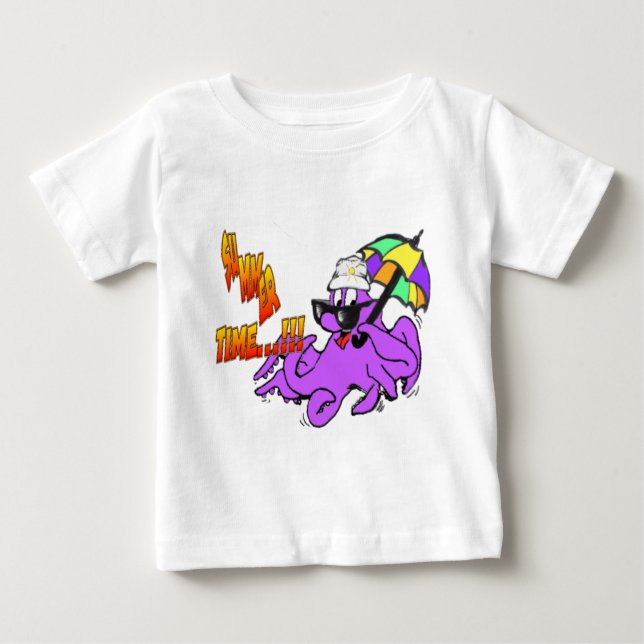 Camiseta Para Bebê Horário de Verão Octopus Toddler Ruffle Tee (Frente)