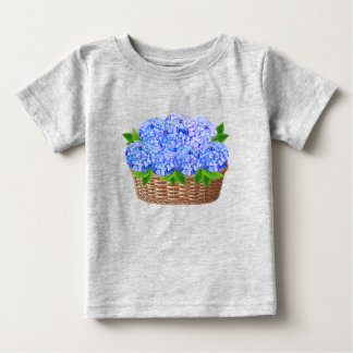 Camiseta Para Bebê Hortênsias Azuis Costeiras de Nantucket