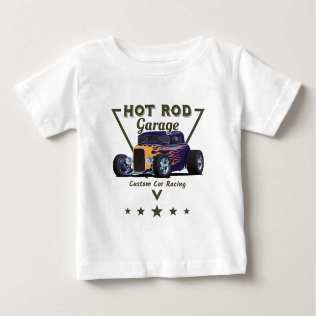 Camiseta Para Bebê Hot Rod Garage!  (Frente)