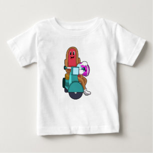 Camiseta Para Bebê Hotdog como Biker com Patinete.PNG