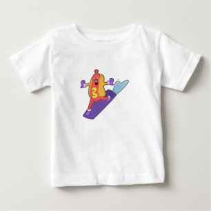 Camiseta Para Bebê Hotdog como Snowboarder com Sonowboard
