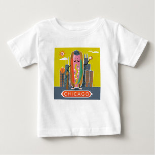 Camiseta Para Bebê Hotdog do Estilo Chicago