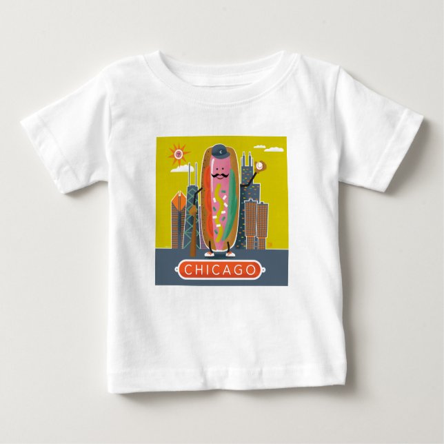 Camiseta Para Bebê Hotdog do Estilo Chicago (Frente)