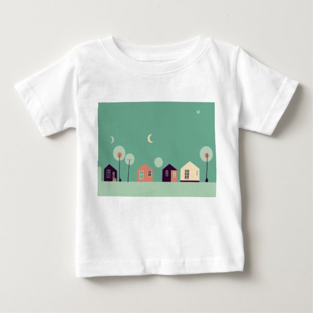 Camiseta Para Bebê House, Doodle, Building (Frente)