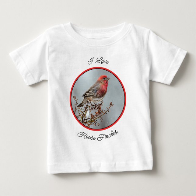 Camiseta Para Bebê House Finch in Snow - Foto original (Frente)