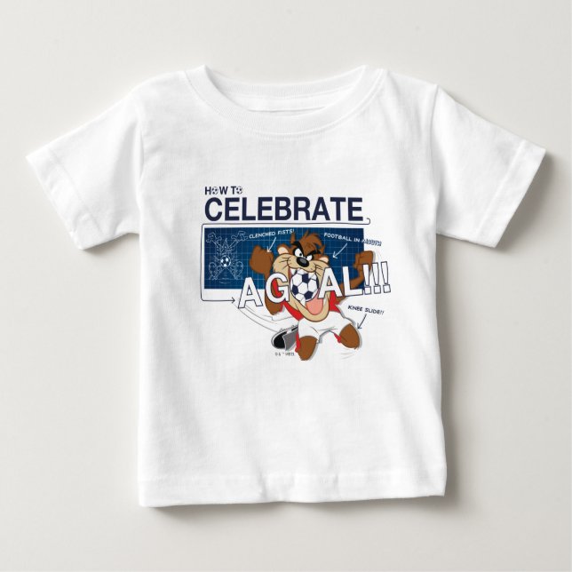 Camiseta Para Bebê How to Celebrate a Goal With TAZ™ (Frente)