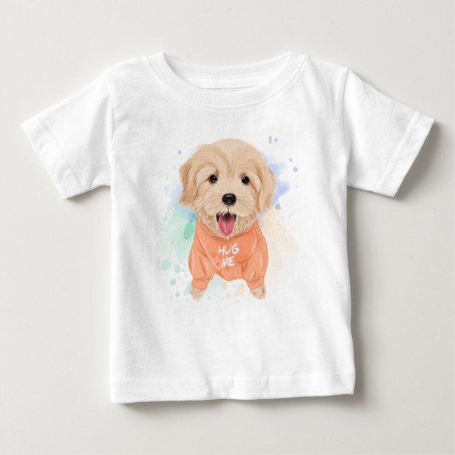 Camiseta Para Bebê Hug Me Puppy Baby T-Shirt (Frente)