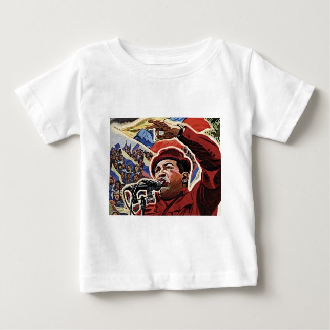 Camiseta Para Bebê Hugo Chavez - Estilo da Revolução dos Cartões (Frente)