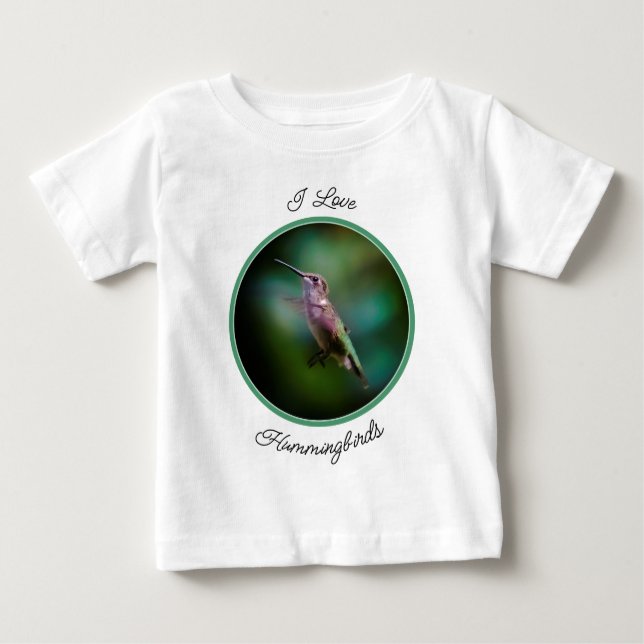 Camiseta Para Bebê Hummingbird com garganta de rubi - Fotografia orig (Frente)