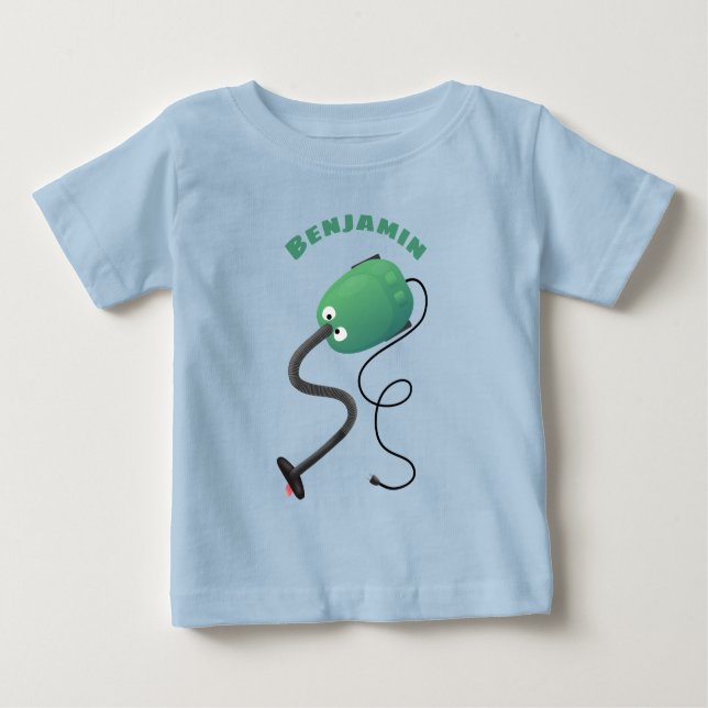 Camiseta Para Bebê Humor de desenho animado de aspirador (Frente)