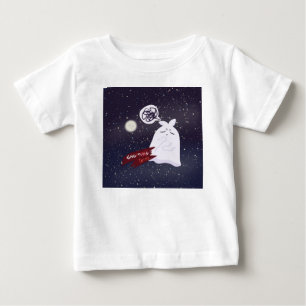 Camiseta Para Bebê Humor Divertido de Halloween Fantasma Pensativo