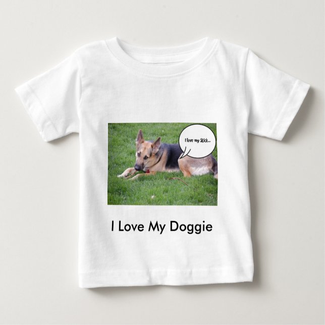 Camiseta Para Bebê Humor do german shepherd (Frente)