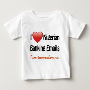 Camiseta Para Bebê Humor nigeriano do email da operação bancária