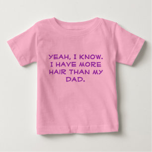 Camiseta Para Bebê Humor o bebê engraçado "mais cabelo do que o pai