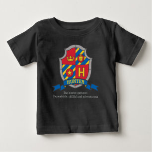 Camiseta Para Bebê Hunter H name significa crest knights shield